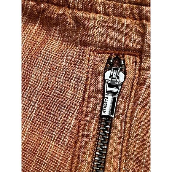 Athleta Women's Wide Leg Linen Pants Size 4 Orange Tan Casual Drawstring - Picture 6 of 11